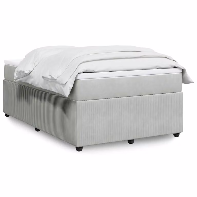 vidaXL Giroletto a Molle con Materasso Ibrido in Velluto Grigio, L/P/H: 120 x 200 cm