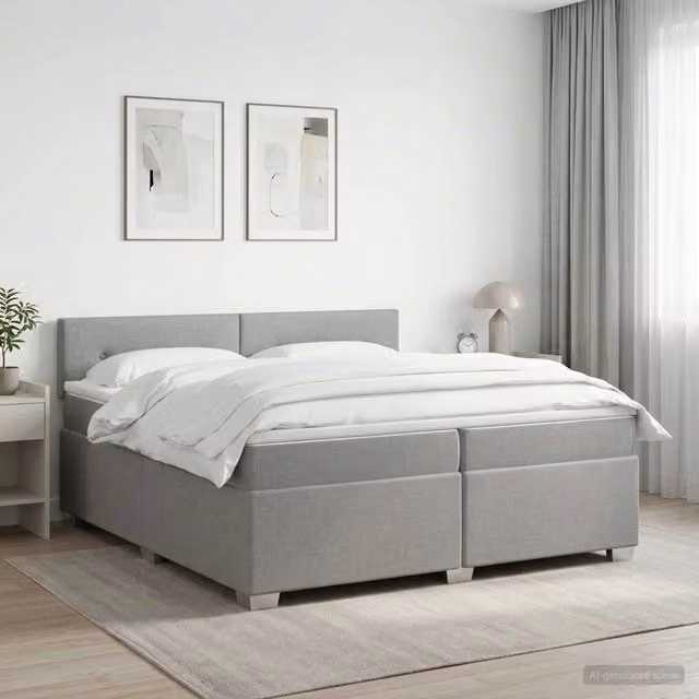 Letto box spring con materasso ibrido vidaXL Grigio Chiaro L/P: 200 x 200 cm – 1