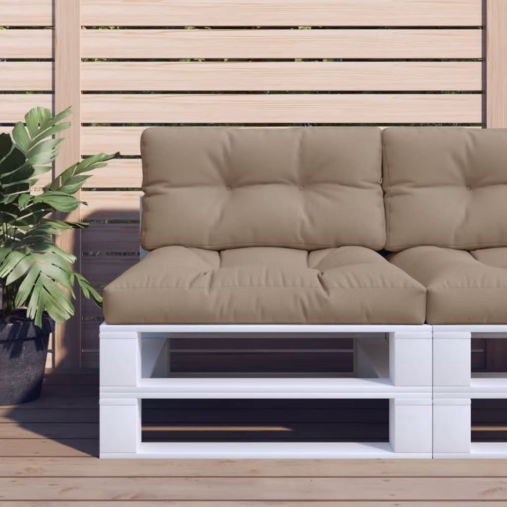 Set di 2 cuscini per pallet vidaXL in poliestere beige e grigio, idrorepellenti e resistenti ai raggi UV