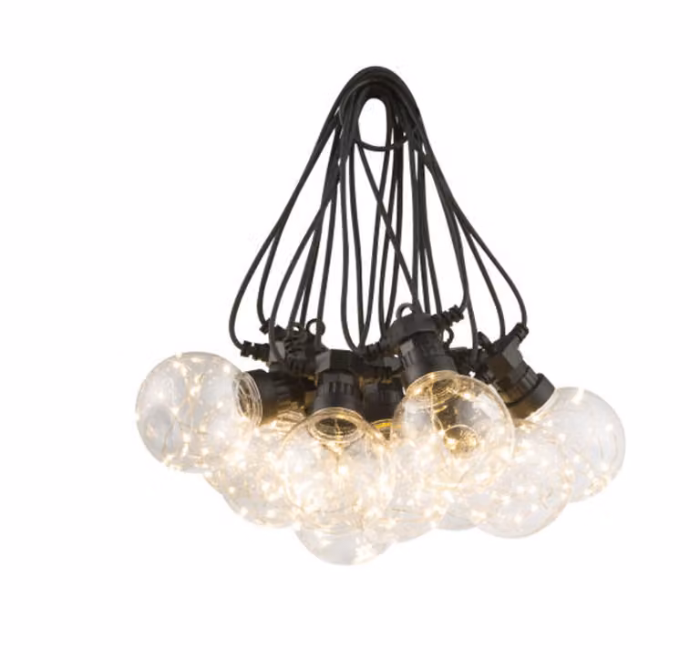 Globo Lighting Luci da fata LED in plastica nera, 10x LED