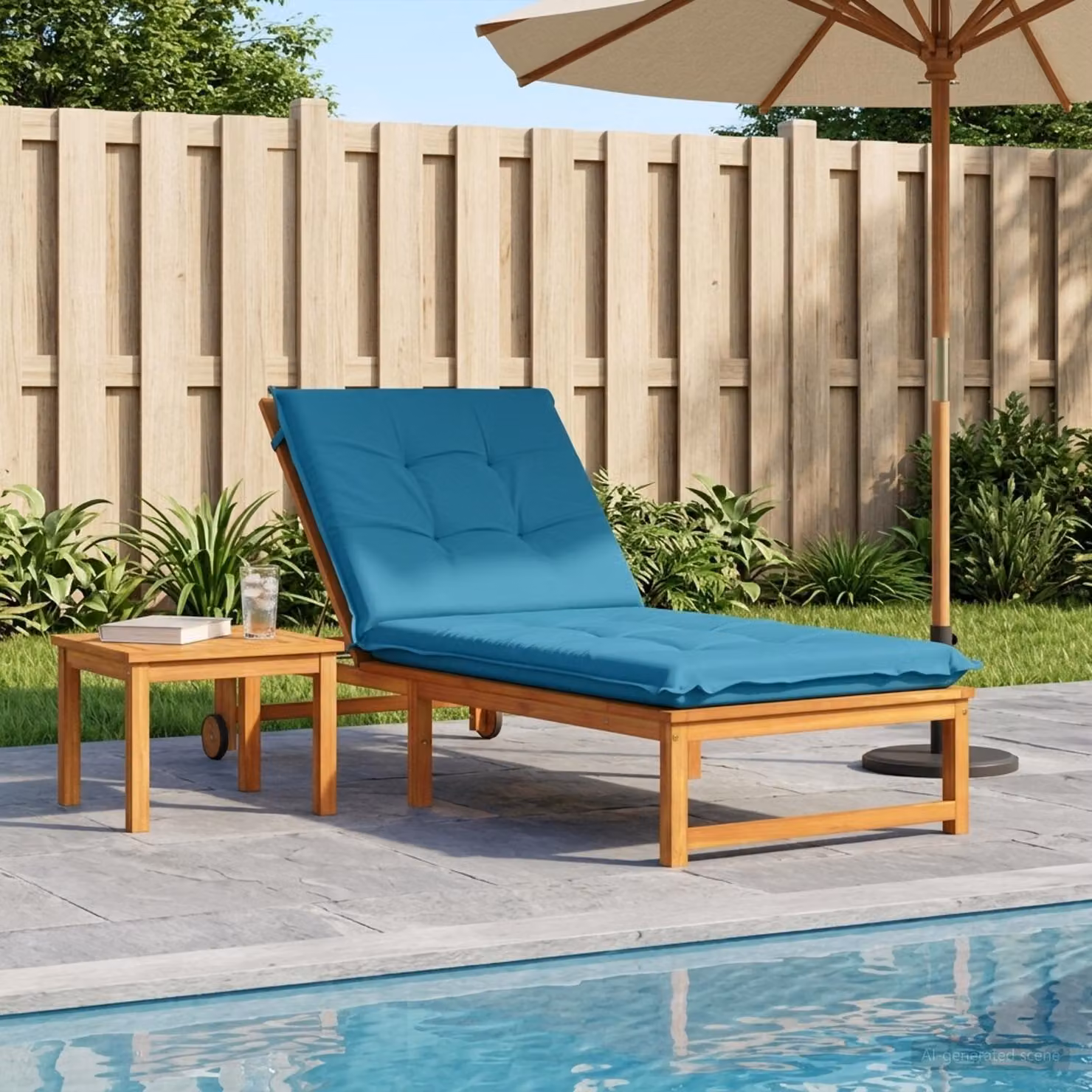 vidaXL Cuscino per Lettino GEMERT Azzurro in Poliestere con Rivestimento Lavabile e Resistente ai Raggi UV