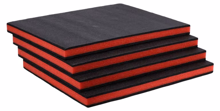4 inserti in schiuma per cassetta degli attrezzi, 50 x 39 x 3,5 cm, foglio in polietilene per cassetta degli attrezzi tagliabile su misura per cassetti rigidi