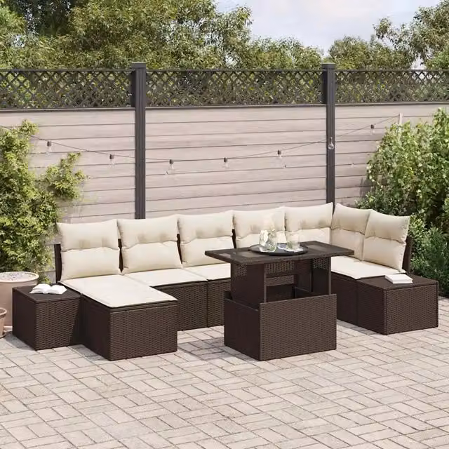Set Divano da Giardino 8 pz Marrone polyrattan 3357961