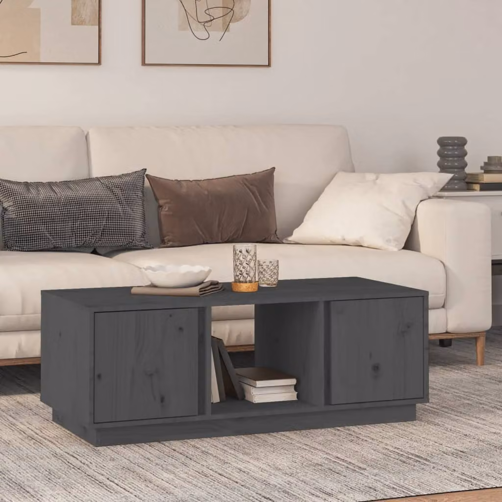 Maison Exclusive - Tavolino grigio 110x50x40 cm in legno massello di pino
