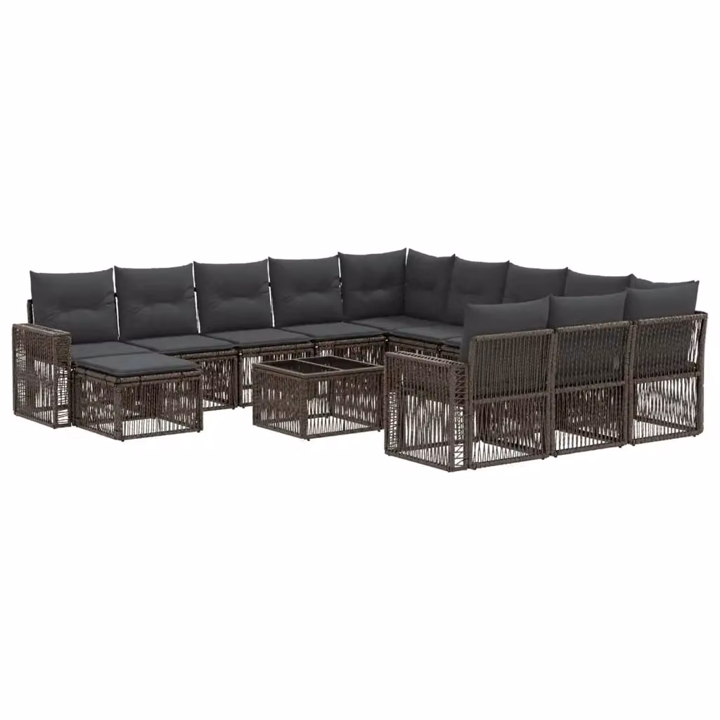 Set Divano da Giardino vidaXL a forma a U composto da 13 pezzi in rattan con cuscini, colore grigio e antracite – 2
