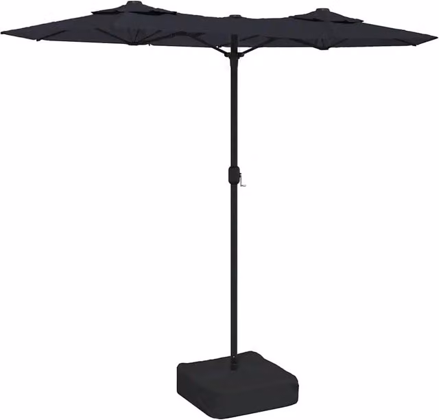 Ombrellone da giardino a doppia testa 316 x 145 x 240 cm protezione anti-UV design elegante in poliestere nero 02_0047391