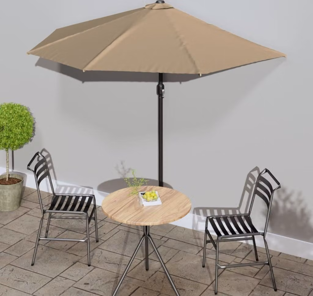 Maison Exclusive - Ombrellone da balcone con palo in alluminio, color taupe, 270x144 cm, semicircolare