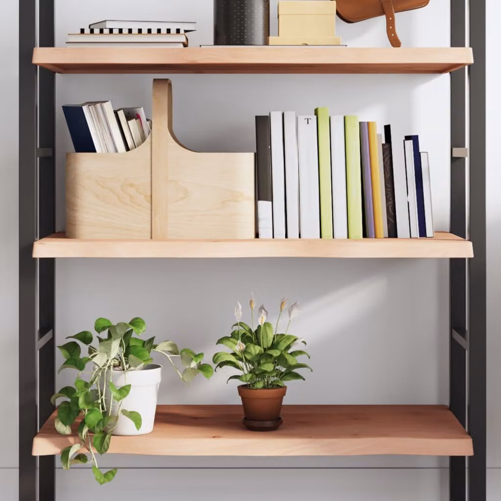 Ripiano a Parete vidaXL in Rovere Massello Non Trattato, Colore Marrone, L 80 cm x P 40 cm x H 2-4 cm