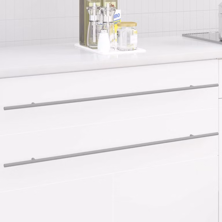 Set di 12 maniglie per armadio a barra vidaXL in acciaio inossidabile lucido, colore argento, lunghezza 900 mm