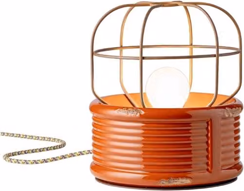 Lumetto Industrial Ferro E Ceramica Vintage Arancio 1 Luce E27