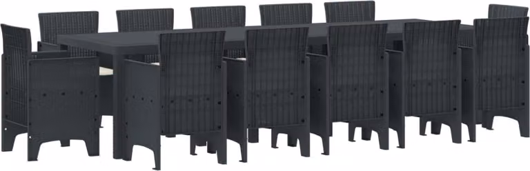 Set da Pranzo per Giardino 13 pcs Antracite Polyrattan