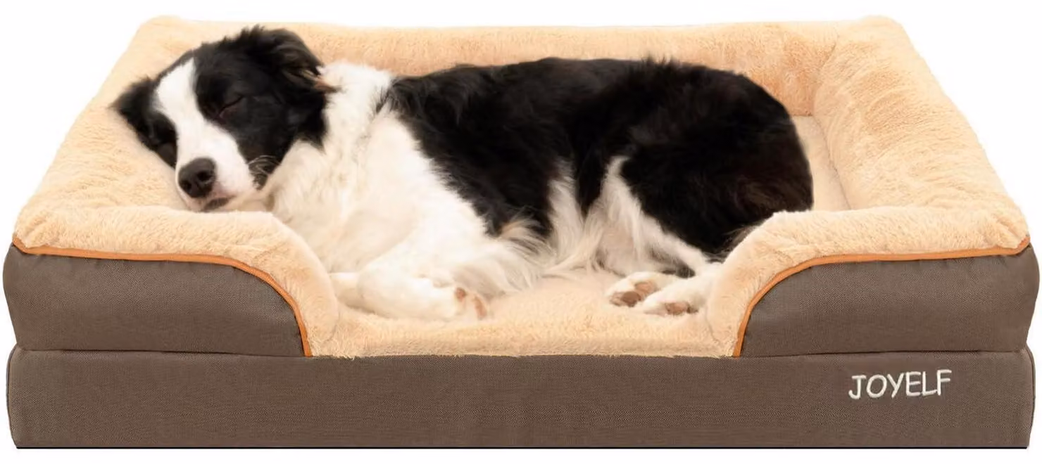 Cuccia per cani in schiuma, stile divano, con cuscino e base antiscivolo, adatta a cani di taglia media o grande, colore caffè, dimensioni: lunghezza 90 cm, larghezza 66 cm, altezza 18 cm