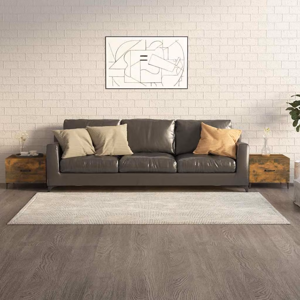 Set di 2 tavolini da salotto vidaXL in stile industriale con gambe in metallo e piano in legno color rovere fumo, L/P/H: 50 x 50 x 40 cm