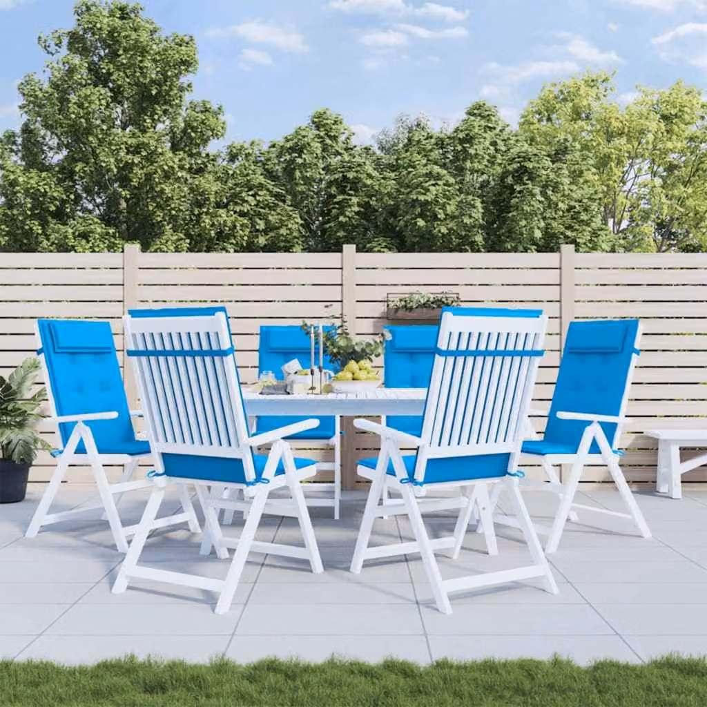Set di 6 cuscini per sedia con schienale alto vidaXL in tessuto Oxford blu chiaro, impermeabili e traspiranti