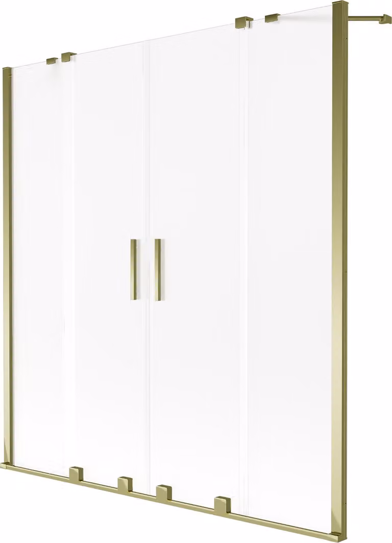 Mexen Velar Duo paratia da vasca da bagno a 2 ante scorrevoli 150 x 150 cm, brina, oro - 896-150-000-32-50