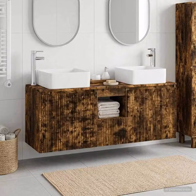 Set di Armadi da Bagno 3 pz Rovere Fumo 53 x 35 x 63 cm 3405662