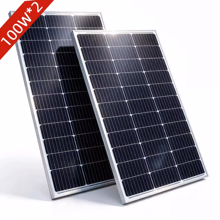 Pannelli solari, alta efficienza, design adatto a tutte le condizioni atmosferiche, 2 pezzi da 100W