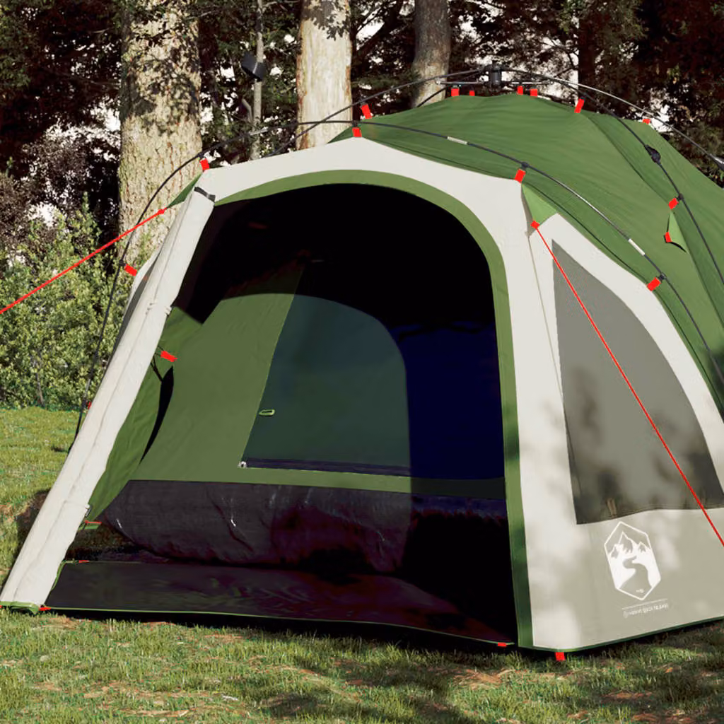 Tenda a Cupola da Campeggio vidaXL per 3 Persone, Verde, a Rilascio Rapido in Poliestere