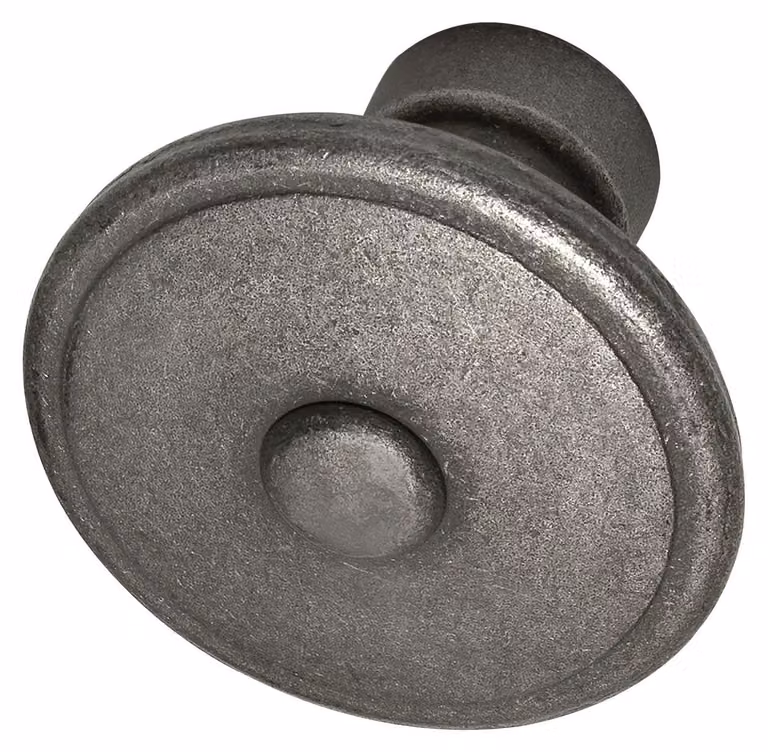 Maniglia per porta Gröden, forma rotonda, diametro 60 mm, in ferro battuto zincato e patinato, finitura argento
