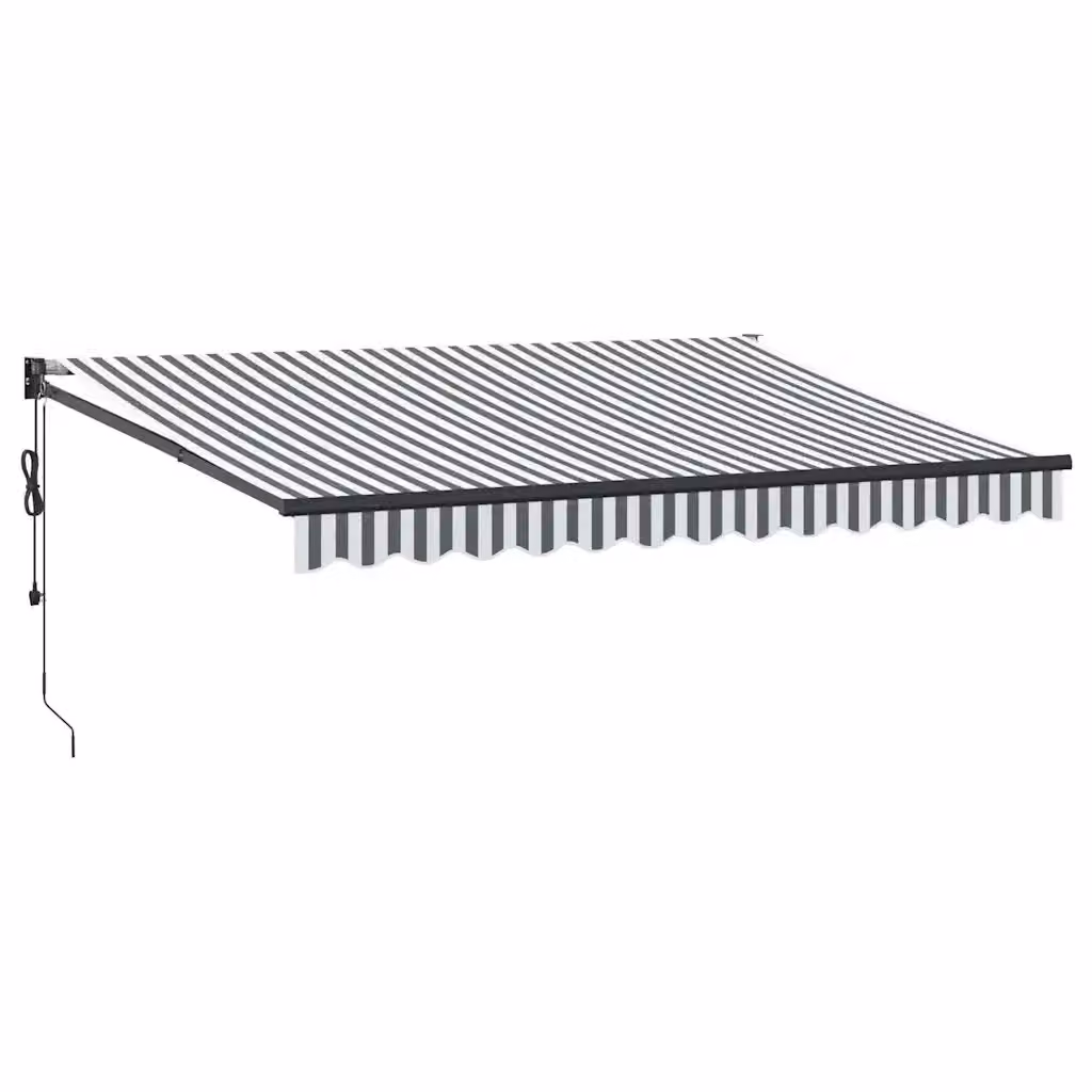 Tenda Retrattile Motorizzata vidaXL in Alluminio e Poliestere, Colore Antracite e Bianca, L: 3,5 m x P: 2,5 m – 2