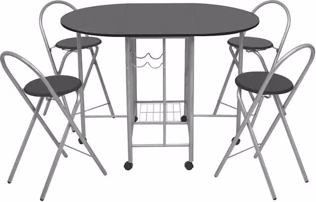 Set Tavolo e Sedie 5 pz Pieghevoli in MDF Nero 243902