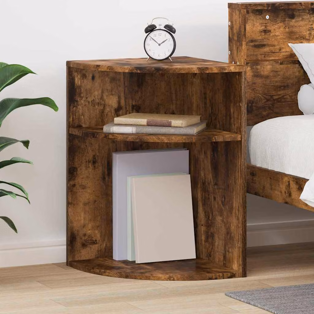 vidaXL Tavolino moderno in legno ingegnerizzato color rovere fumé, L/P/H: 39,7 x 39,7 x 60 cm