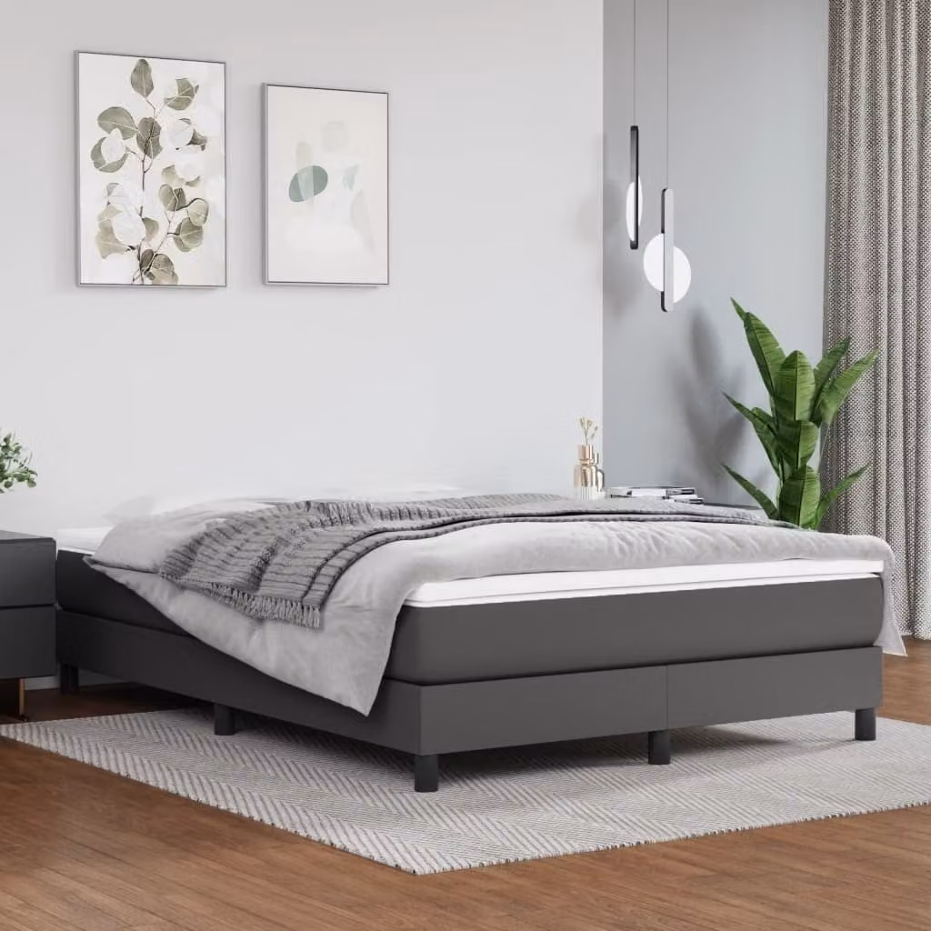 The Living Store Materasso a molle insacchettate grigio 140x200x20 cm in Pelle finta