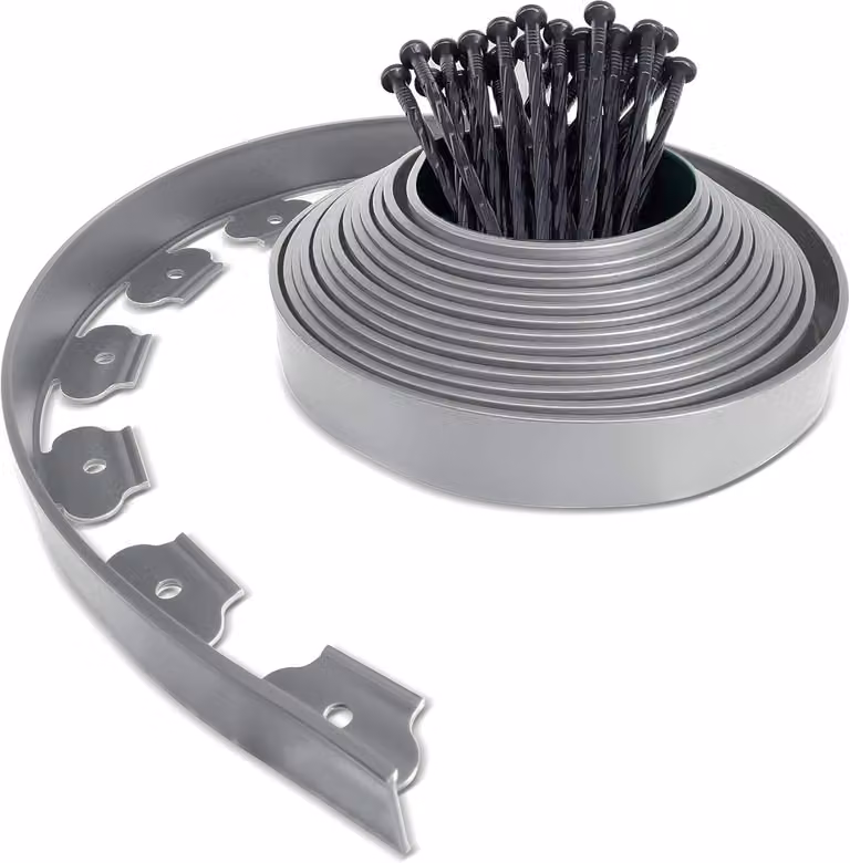 Bordatura per giardino, 10 metri - Bordatura in plastica flessibile - 30 picchetti di ancoraggio - Bordatura alta 5 cm - Bordatura decorativa per giardino - Facile da installare