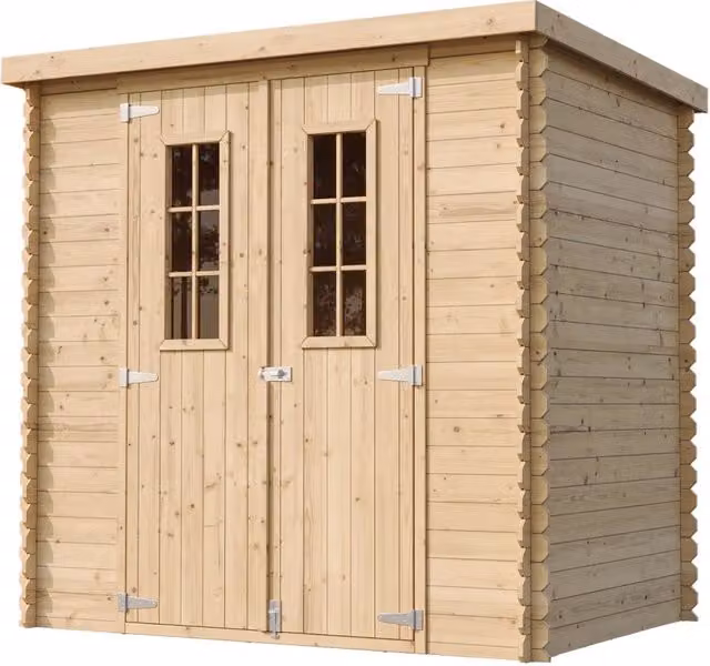Casetta da Giardino TIMBELA M311C+M311G in Legno Beige con Pavimento Trattato e Finestra, Superficie 2,22 m2