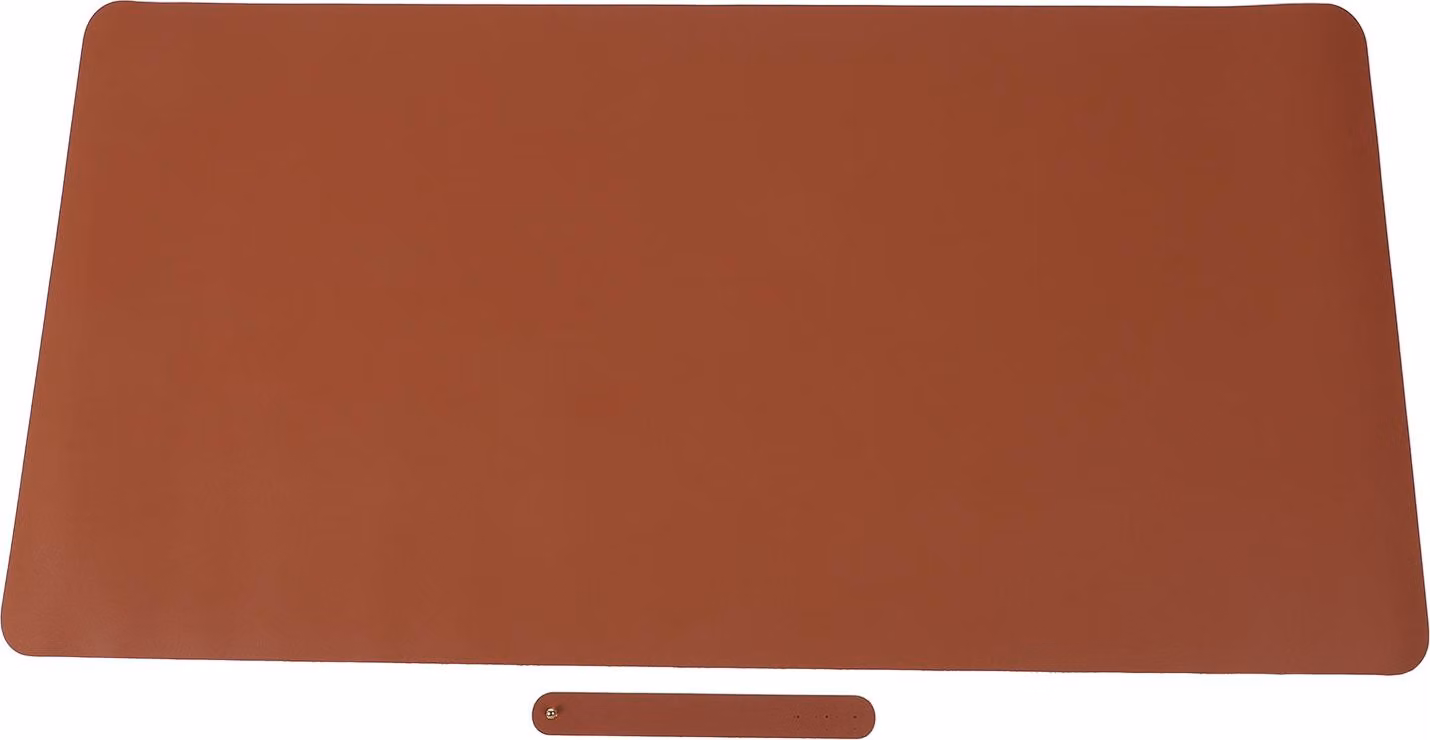 Tappetino da scrivania in Finto cuoio, monofacciale, impermeabile, protettivo per il tavolo da toeletta del salone di bellezza, a casa, marrone, 100 x 50 cm