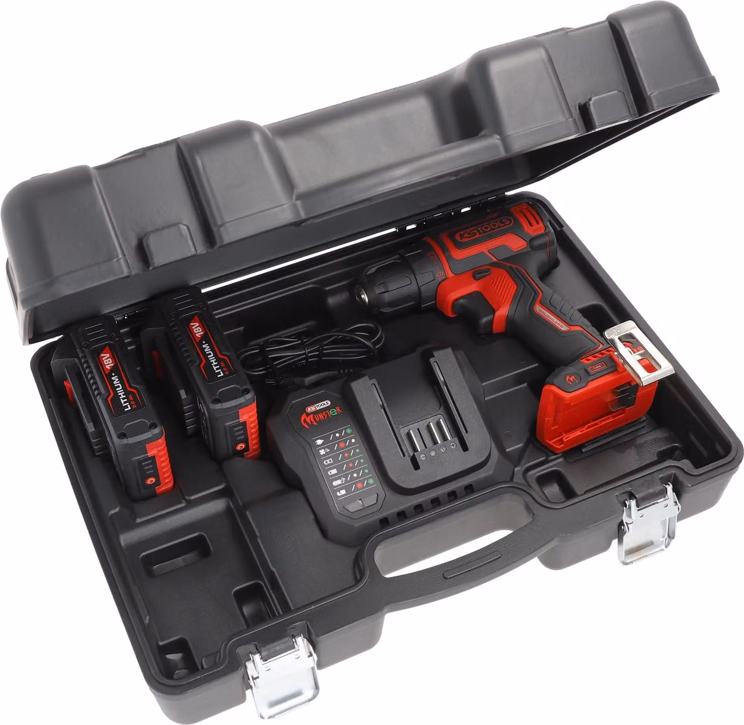 KS TOOLS eMONSTER Set di trapani e avvitatori a batteria senza spazzole 4 pezzi - 515.6400