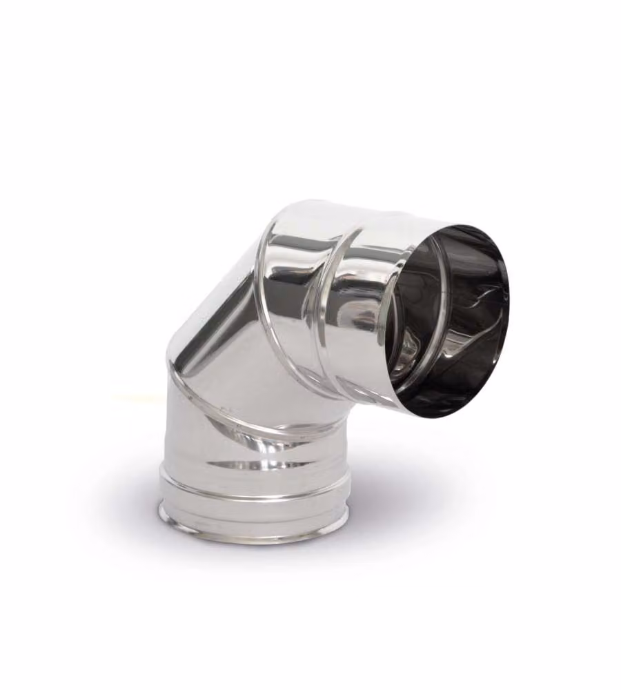 Curva a 87 gradi per tubi stufa in acciaio inox Mono diametro 80 mm