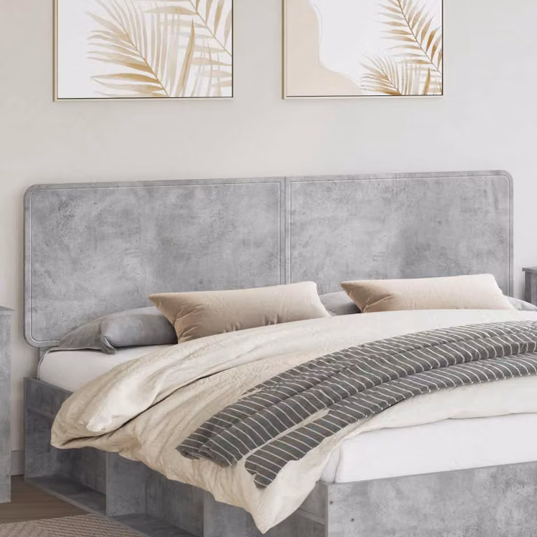 Testiera per letto moderna vidaXL in legno ingegnerizzato, colore grigio cemento, effetto opaco
