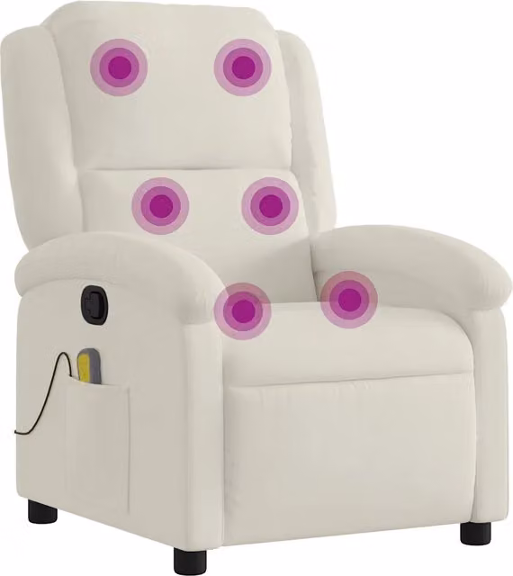 Poltrona Massaggiante | Sedia Relax Reclinabile Crema in Velluto