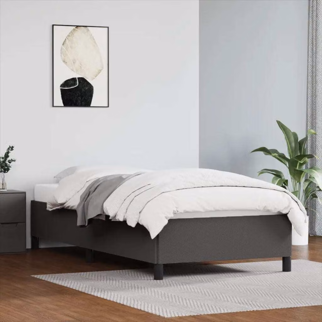 The Living Store Struttura letto in ecopelle grigia 80x200 cm