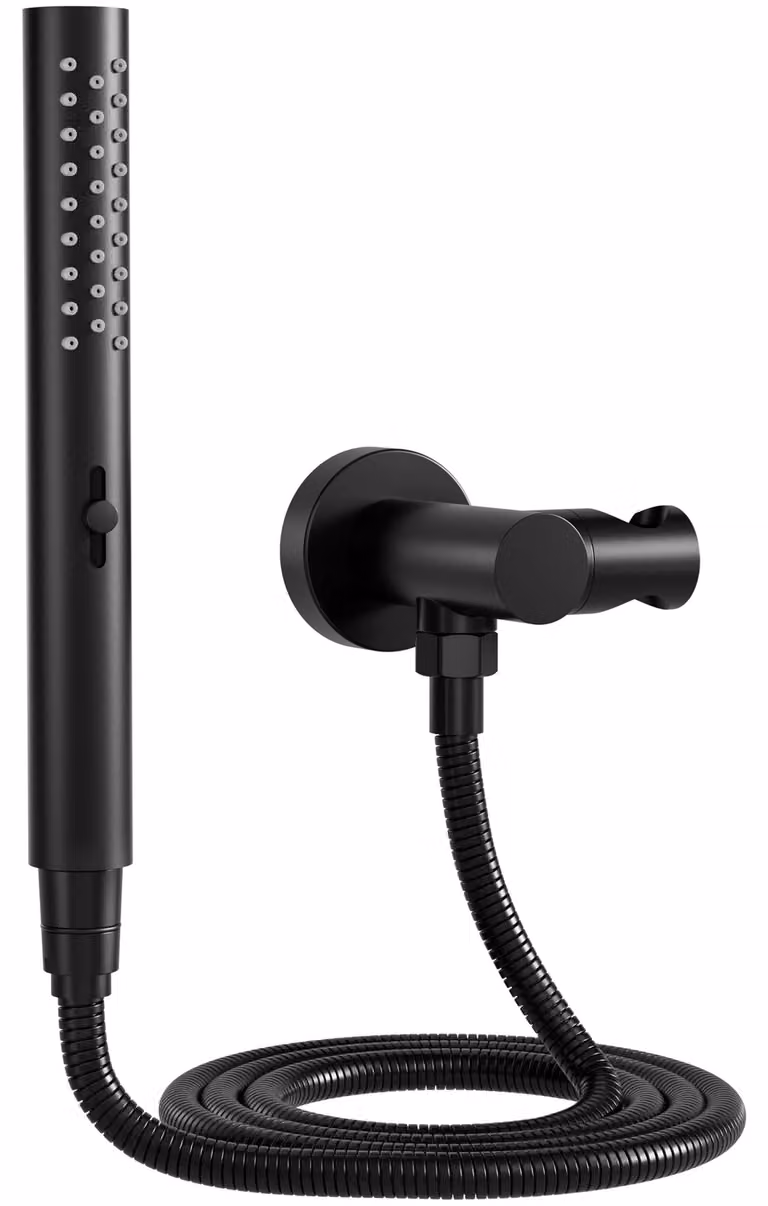 Set di soffioni manuali neri, con 2 getti, supporto in ottone, tubo da 1,5 metri