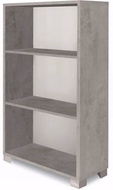 Libreria a giorno moderna Giordanoshop con 3 ripiani regolabili in finitura cemento, L: 70 cm, P: 29 cm, H: 118 cm