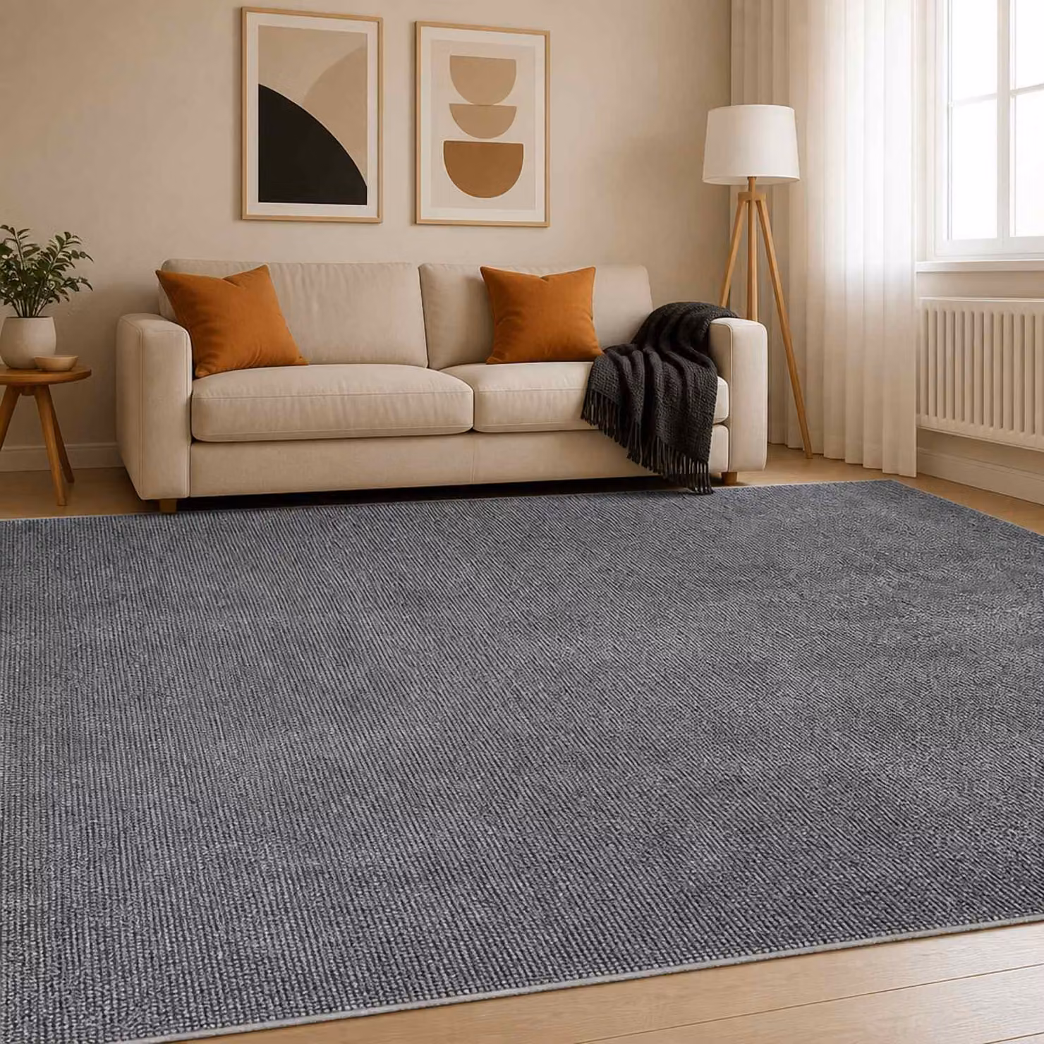 vidaXL Tappeto Antracite 300 x 400 cm 100% Poliestere 3 mm Lavabile