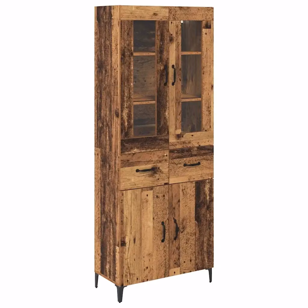 Credenza moderna vidaXL in legno ingegnerizzato e metallo marrone con ante in vetro, L/P/H: 69,5 x 34 x 180 cm – 2