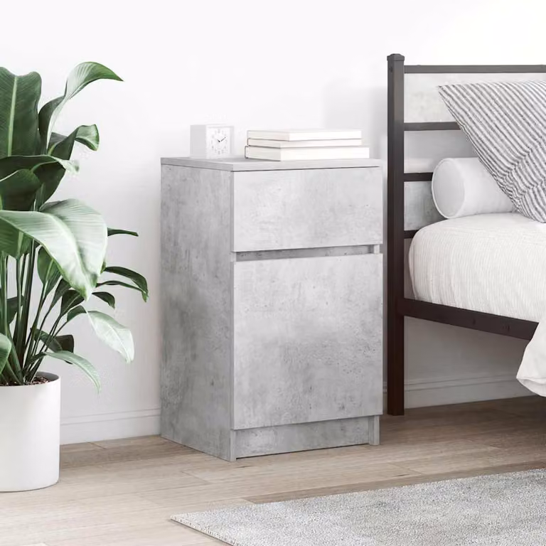 Set di 2 comodini vidaXL in legno multistrato e MDF, colore grigio cemento, L 39 cm x P 35 cm x H 65 cm