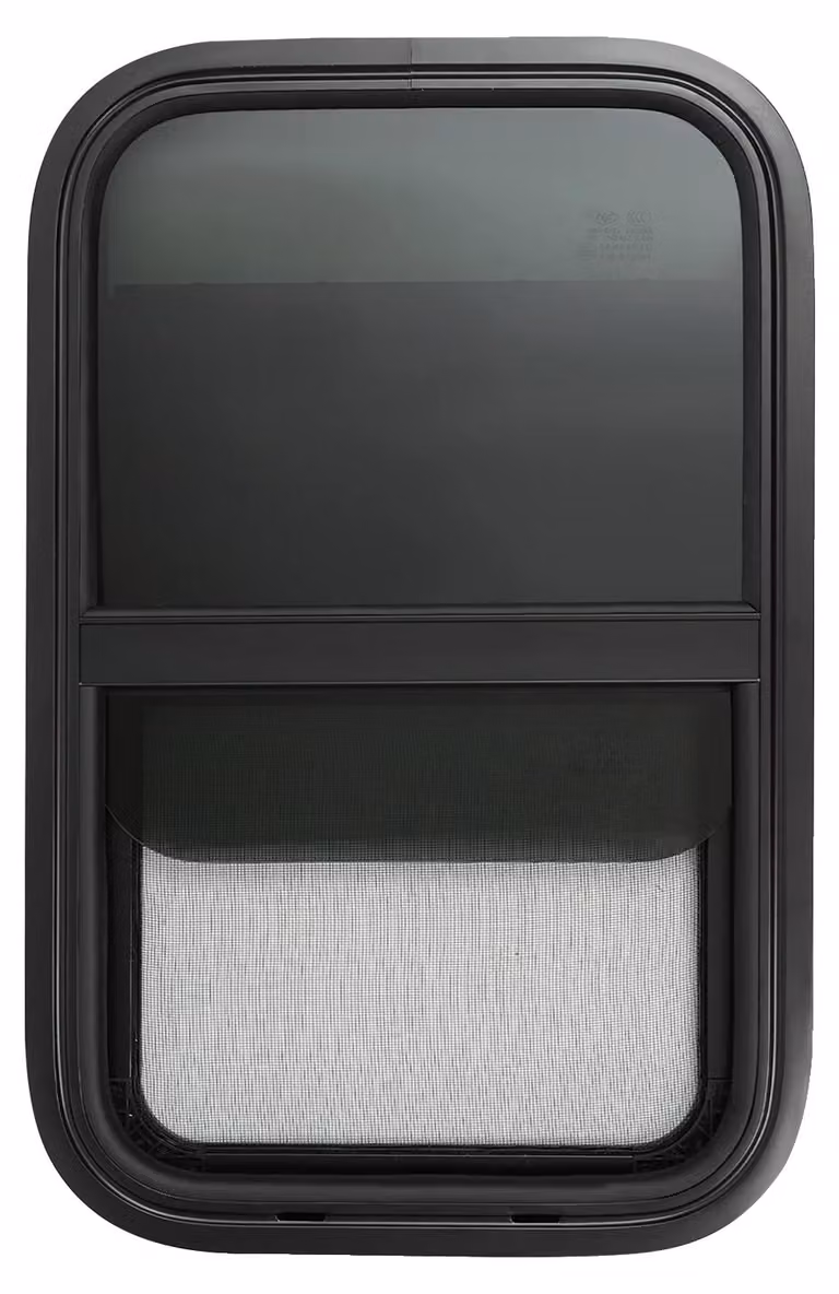 Finestre scorrevoli verticali, vetro resistente, design moderno, dimensioni 380x610 mm