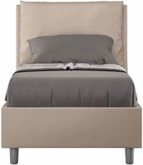 Letto singolo senza rete imbottito 80x200 similpelle tortora Antea