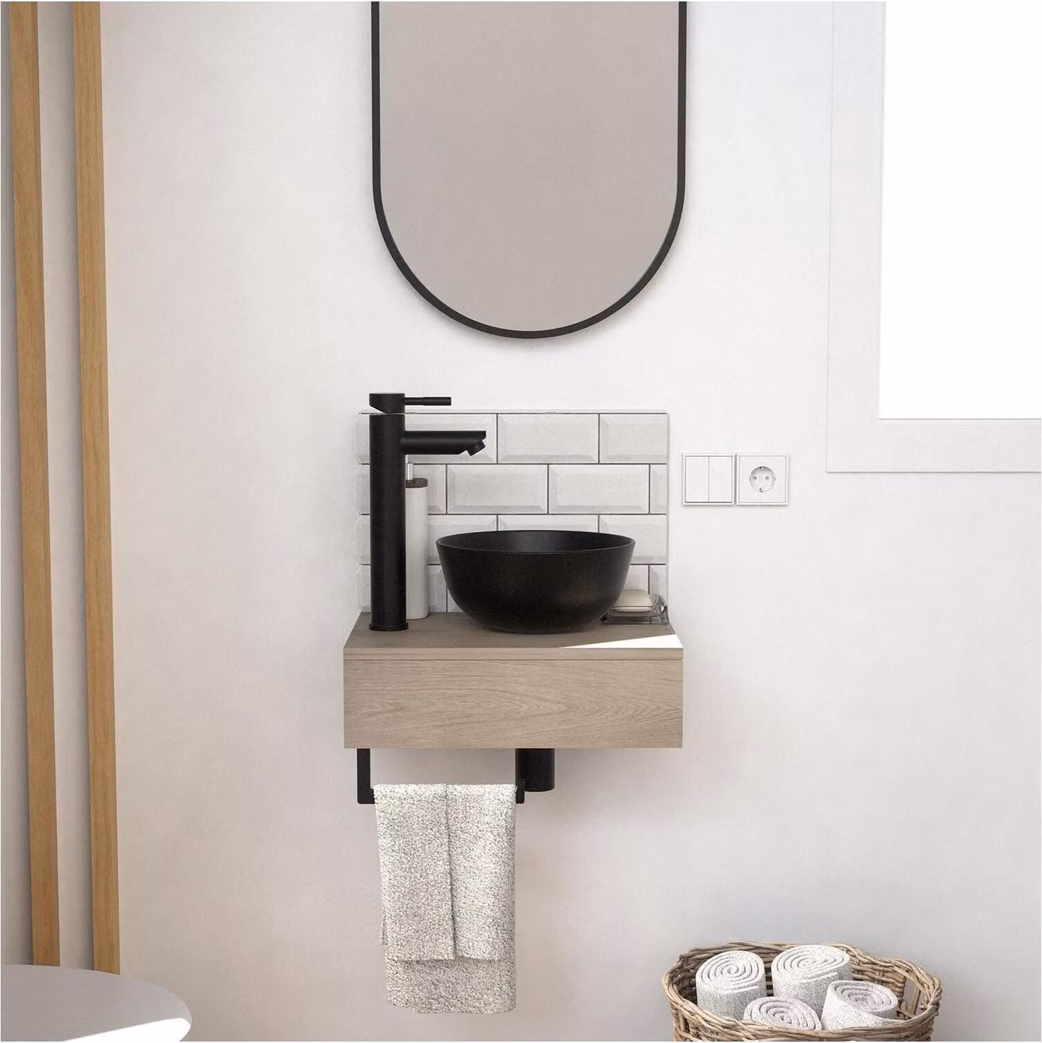 Lavabo da appoggio spesso SOHO + lavabo + specchio
