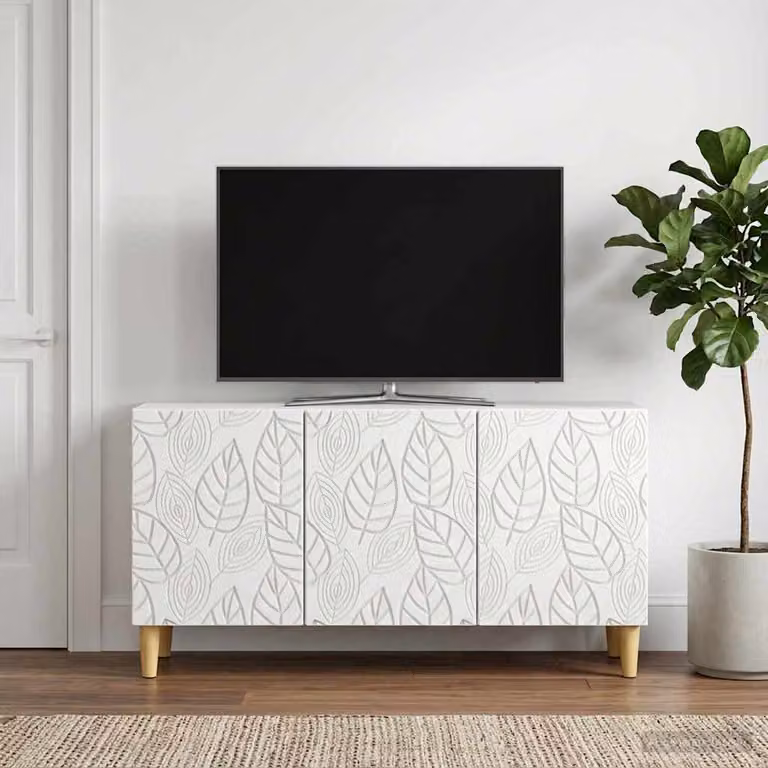 vidaXL Mobile TV moderno in legno ingegnerizzato bianco L: 99 cm, P: 34,5 cm, H: 50 cm