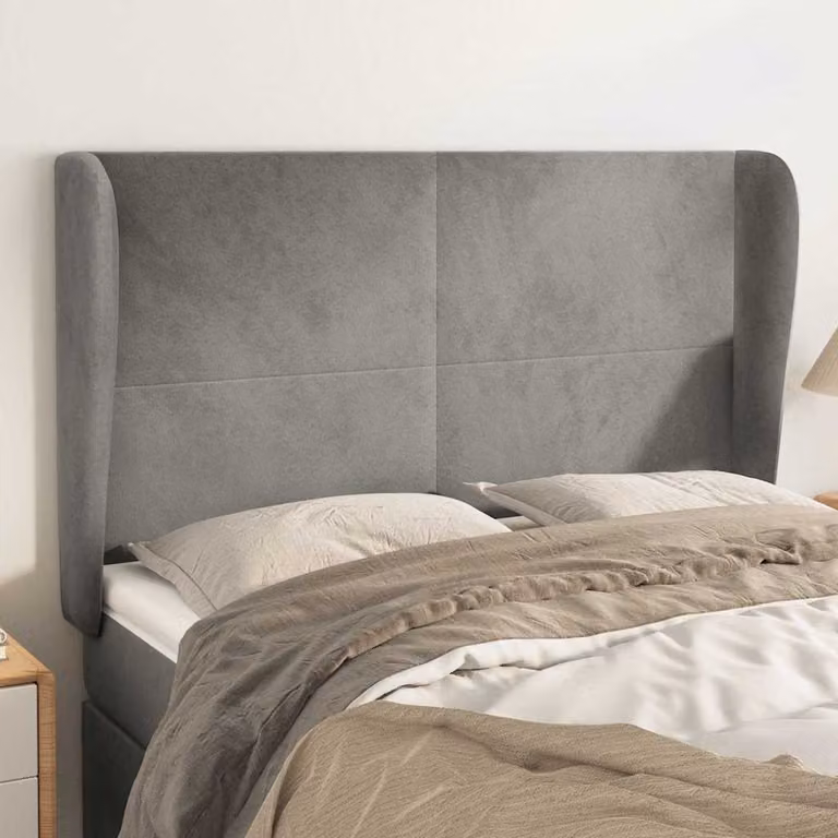 Testiera ad orecchio vidaXL in velluto grigio chiaro L: 147 cm, P: 23 cm, H: 118-128 cm
