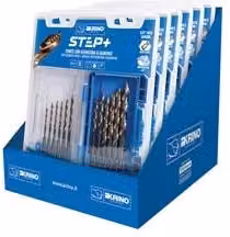 Set di 6 punte elicoidali rettificate Step+ 01406 DIN 338 HSS Krino colore blu in blister