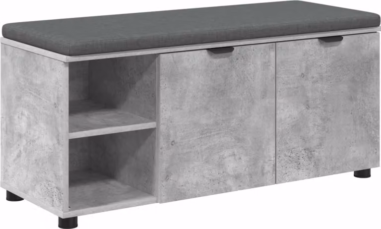 Panca per ingresso con cuscino Grigio Cemento 100 x 38 x 46 cm
