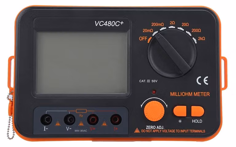 Milliohmmetro VC480C+, 0,01 mΩ–2 kΩ, 6 intervalli, tester a 4 fili