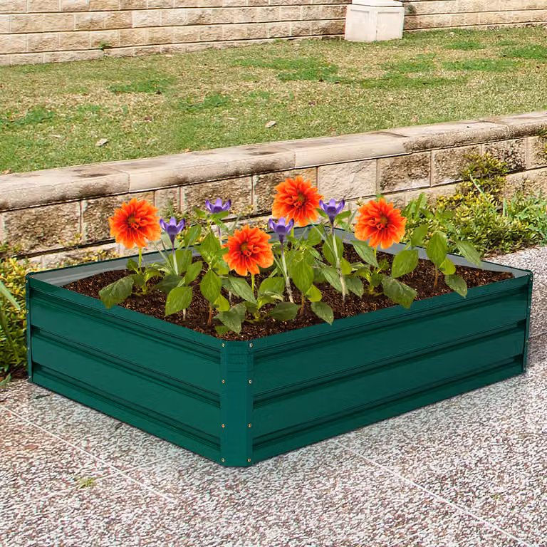 Letto da giardino rialzato Costway in acciaio verde scuro per orto e piante ornamentali