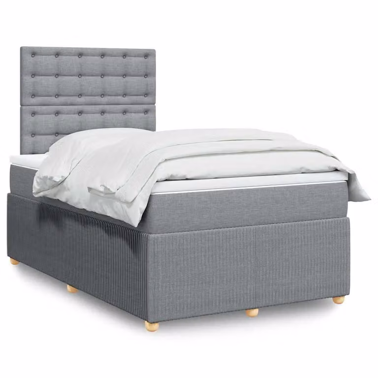 vidaXL Letto Ibrido con Materasso e Struttura Imbottita Grigio e Bianco L/P/H: 200 x 120 x 150,5 cm